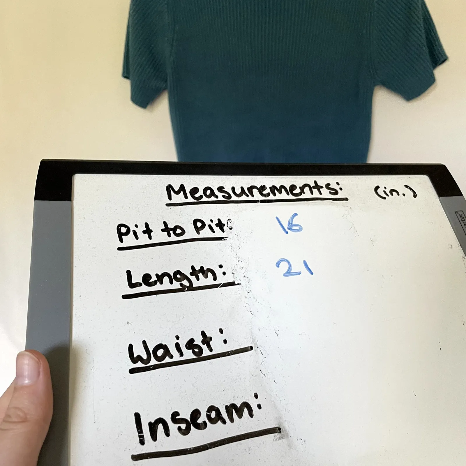 Studio Works knit short sleeved turtleneck top women's size PM blue ribbed shirt - Image 4