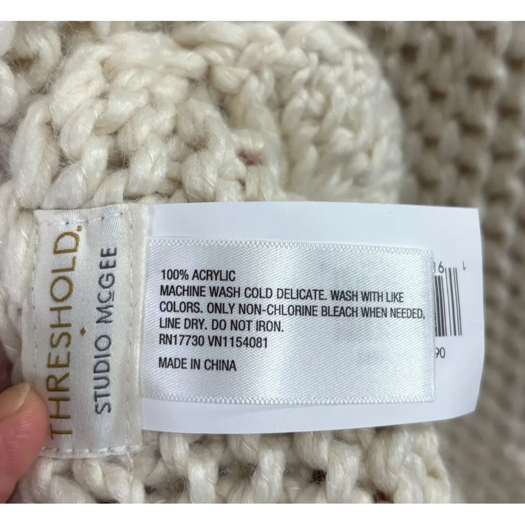 Threshold Studio McGee Womens Shawl Poncho Sweater Cream Chunky Knit Boho OSFM Size undefined - Image 6