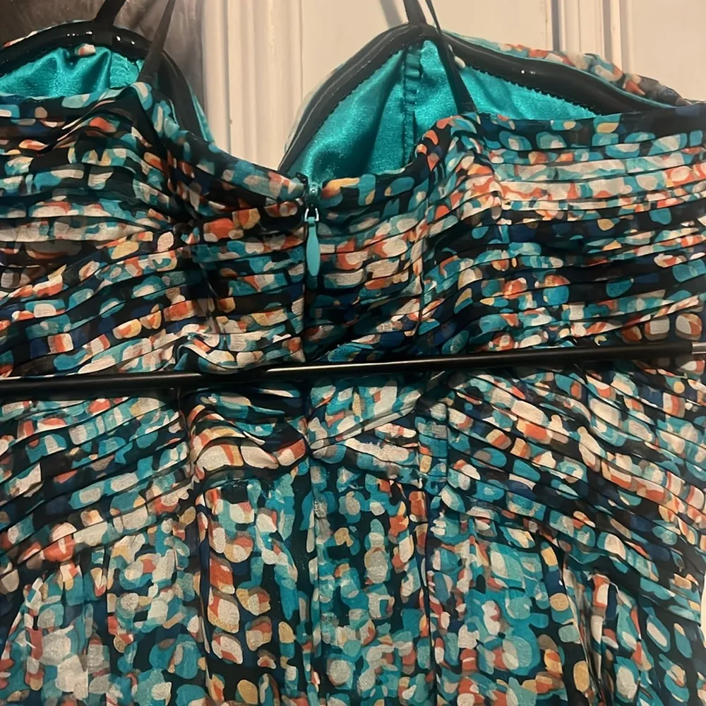 LAUNDRY by Shelli Segal Silk Maxi Gown Bermuda Blue Abstract Print Sz 0 NWOT - Image 9