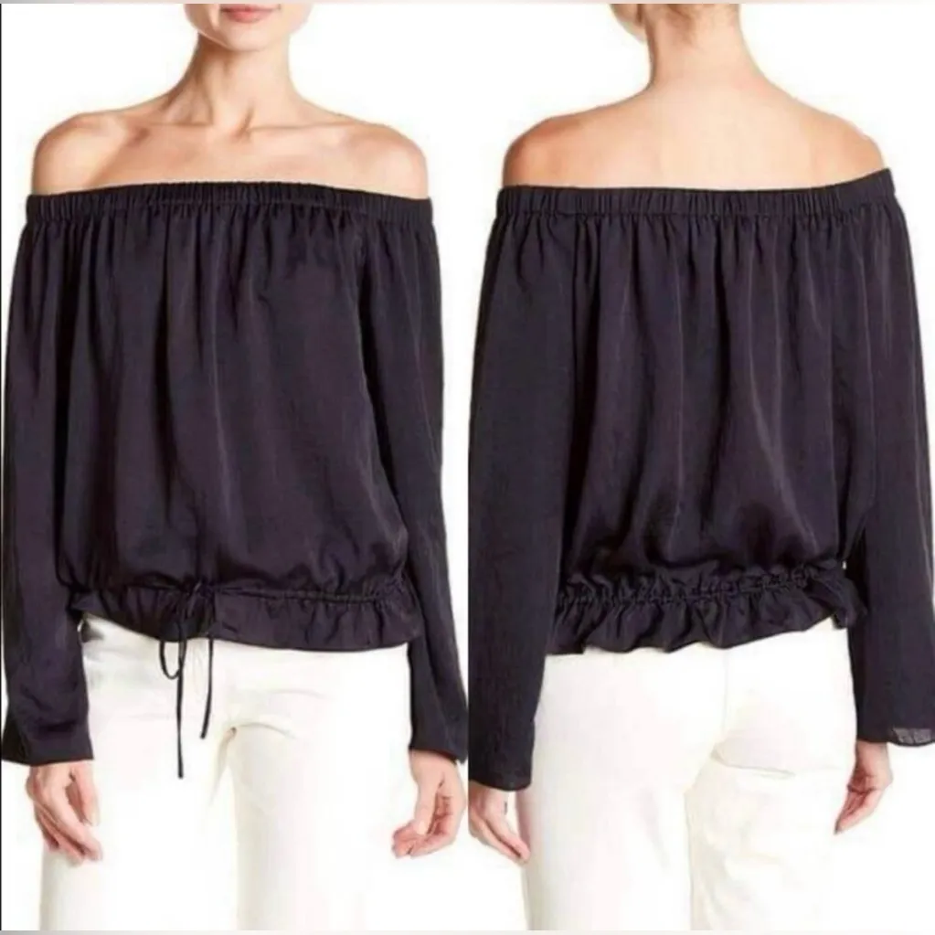 Theory Elegant Black Off-Shoulder Blouse - Image 2