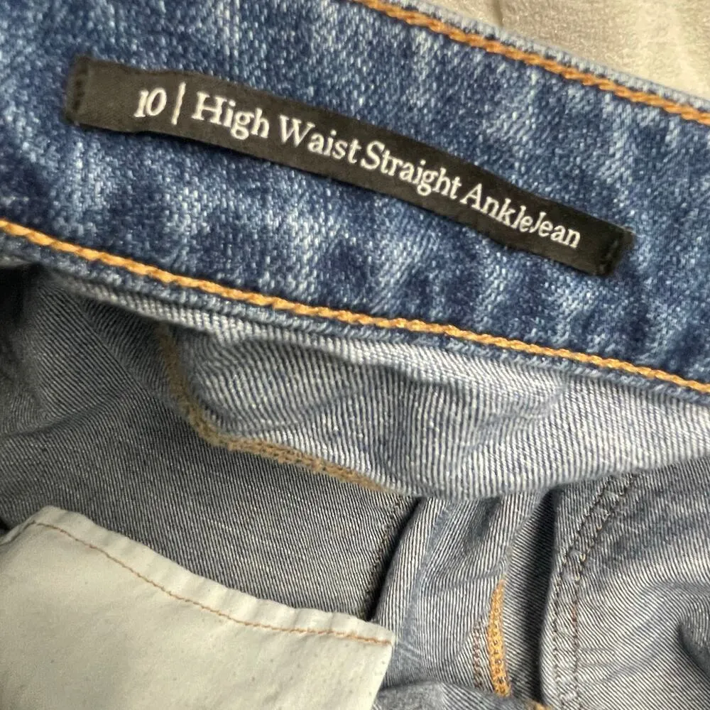 Talbots Size 10 High Waist Straight Ankle Jean Raw Edge Womens Classic Jeans - Image 3