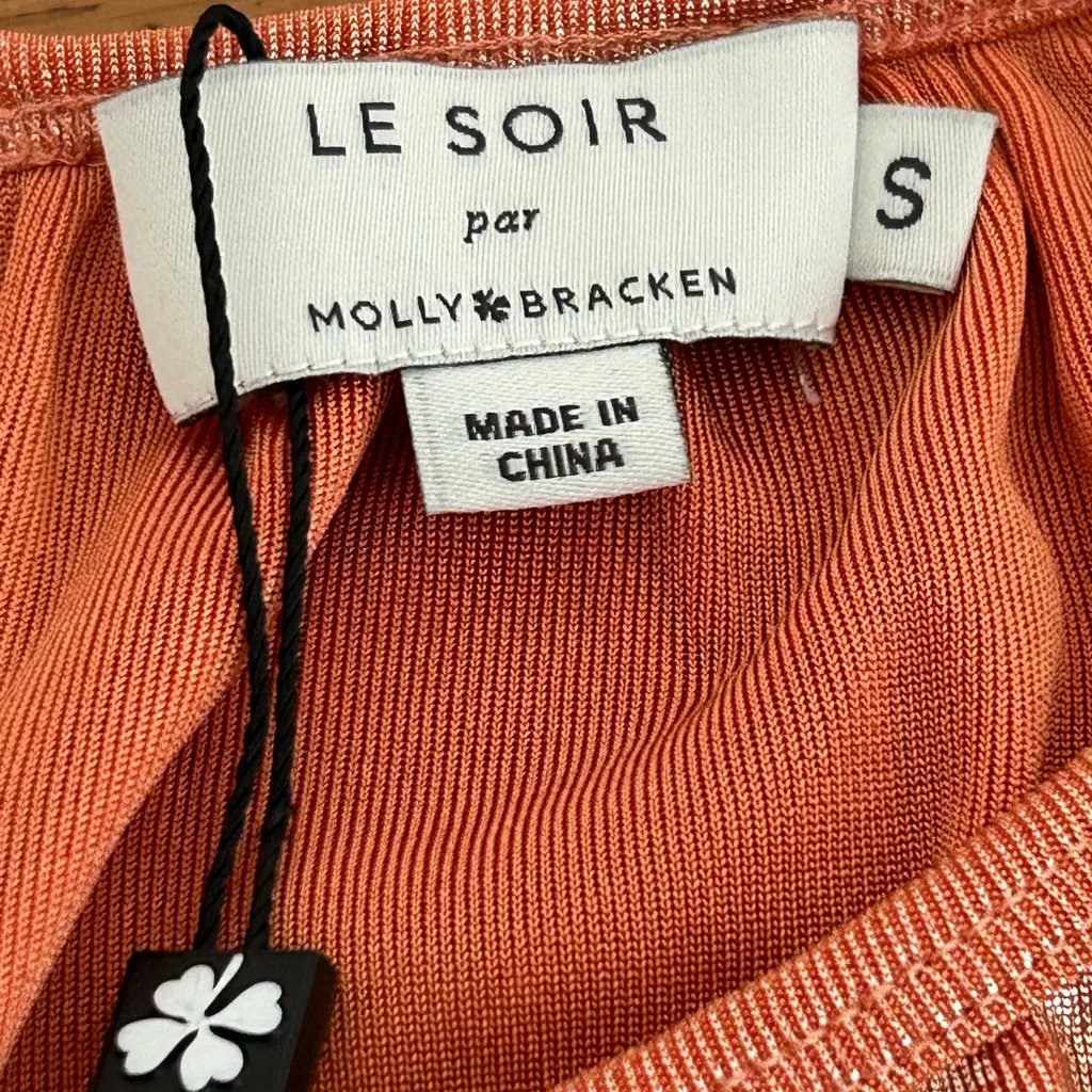 Molly Bracken Shimmery Sleeveless Top Copper Orange Size S - Image 6