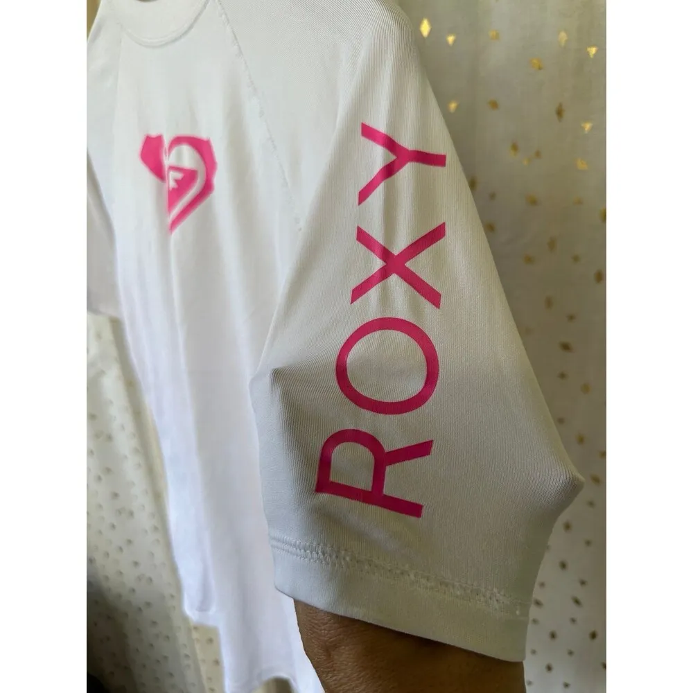 Roxy Women's Signature Logo Basic Short Sleeve Pullover Rashguard Swim Shirt M - Image 3