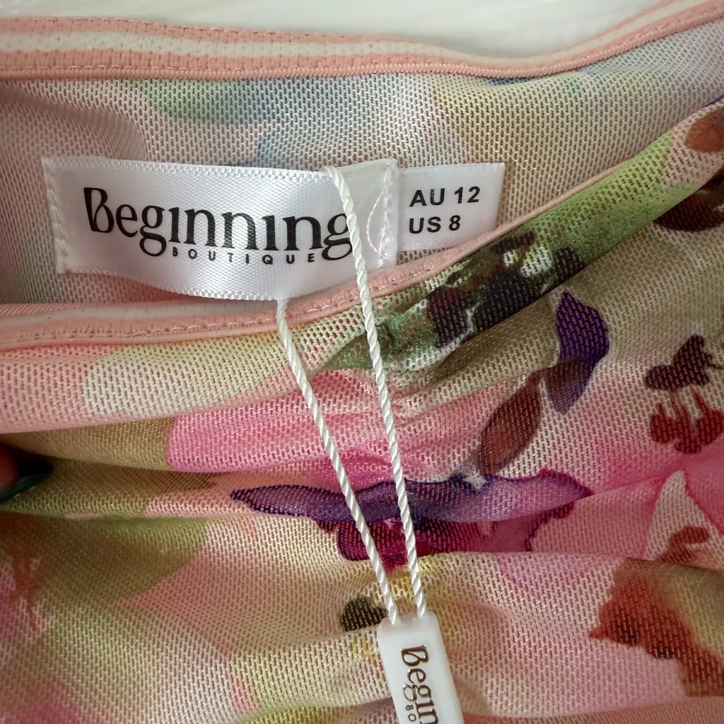 Beginning Boutique Floral Pink Strapless Top - Image 4