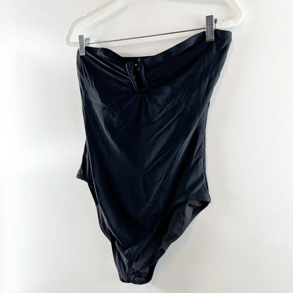 J. Crew Notched Wire Cutout Strapless One Piece Swimsuit Black 14 - Image 6