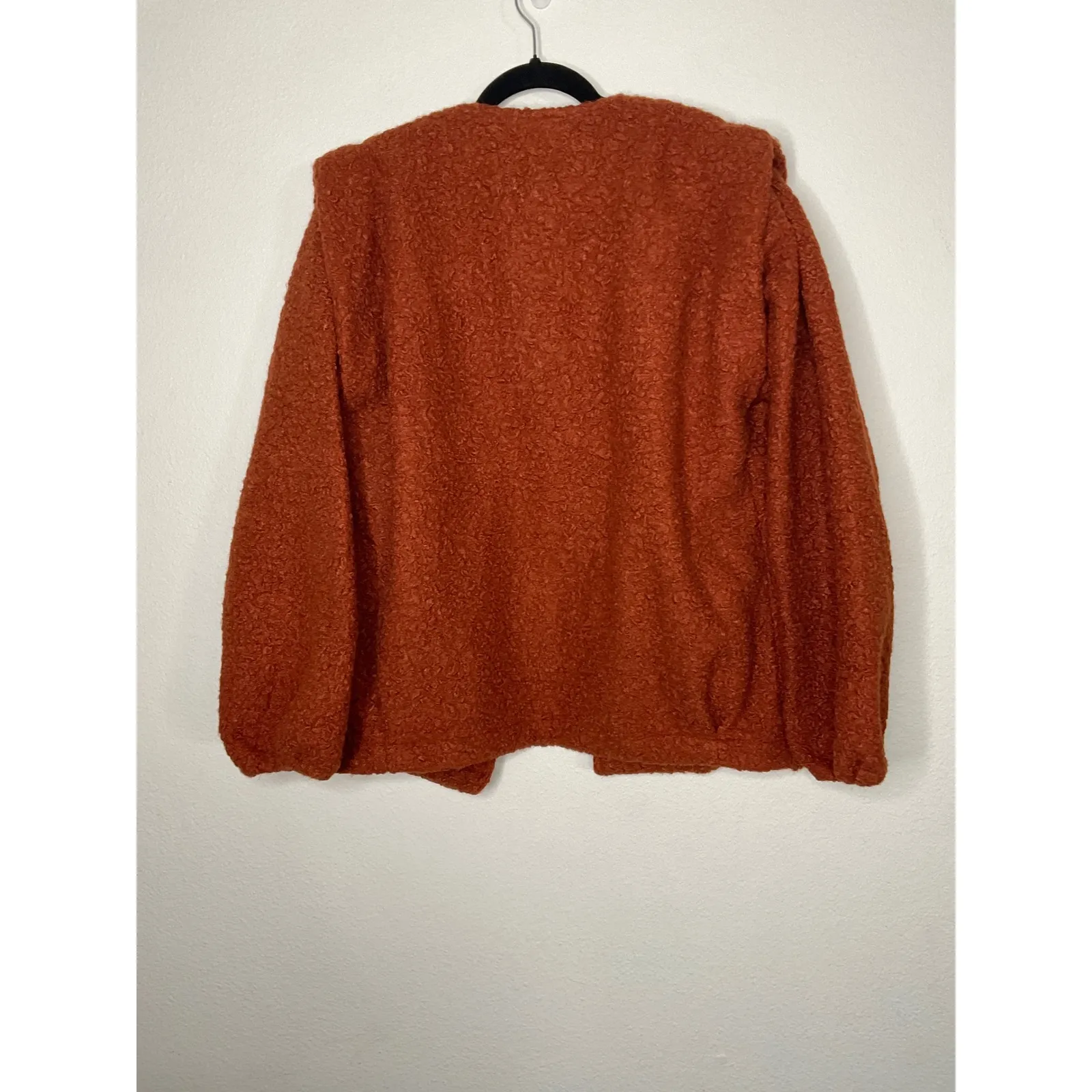 Kirundo Women's Brown Fuzzy Teddy Bear Open‎ Front Cardigan Jacket Size M - Image 3