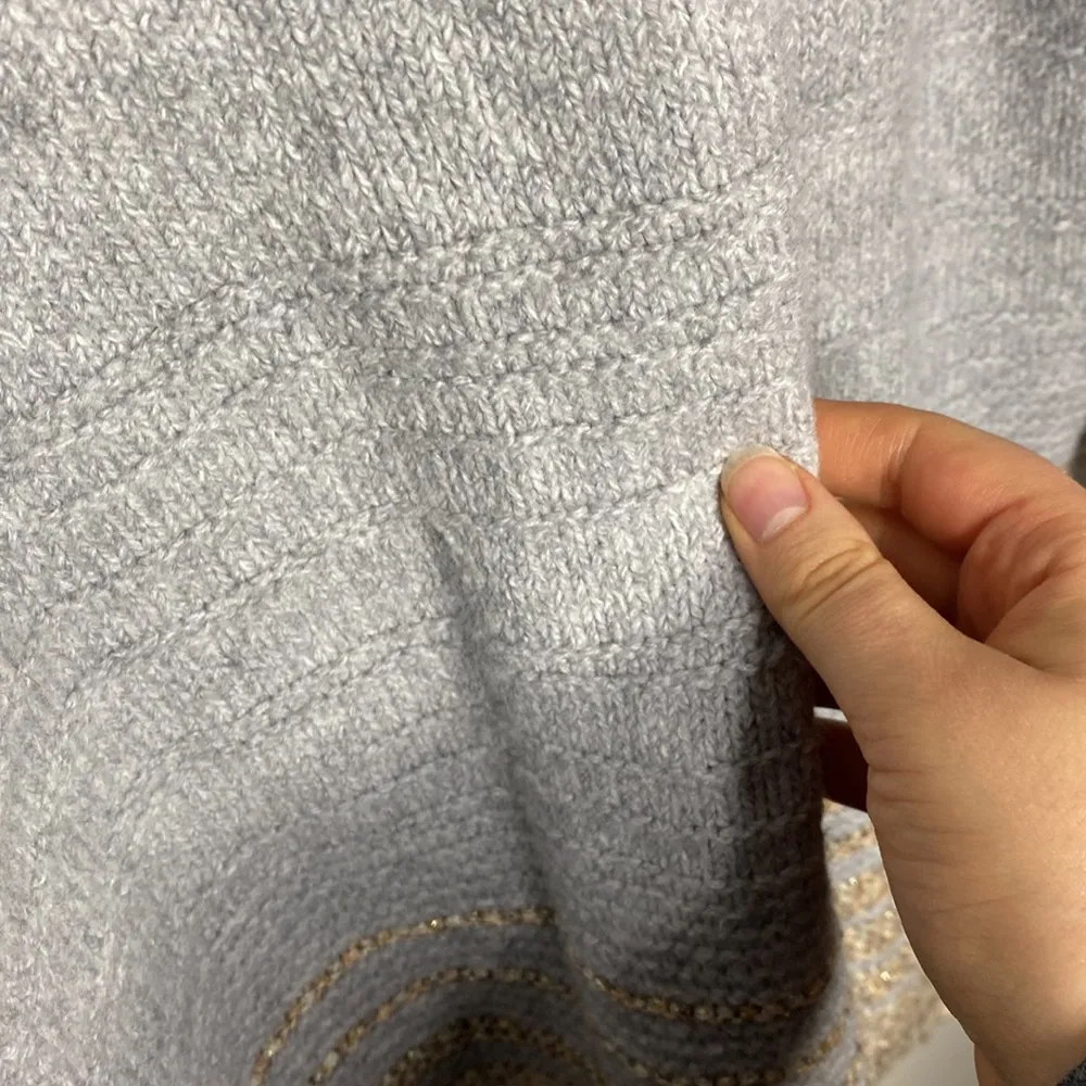 Calvin Klein cowlneck tunic sweater with ombre golden thread pattern size M - Image 9