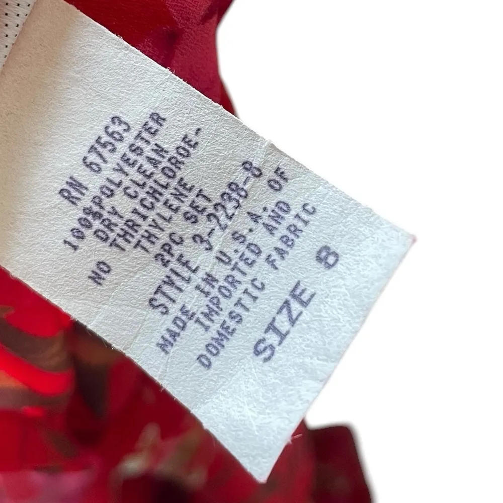 NEW NOS S.L. Fashions Vintage 90s Deadstock Red Asian Tropical Sheer Maxi Dress Size 8 - Image 7