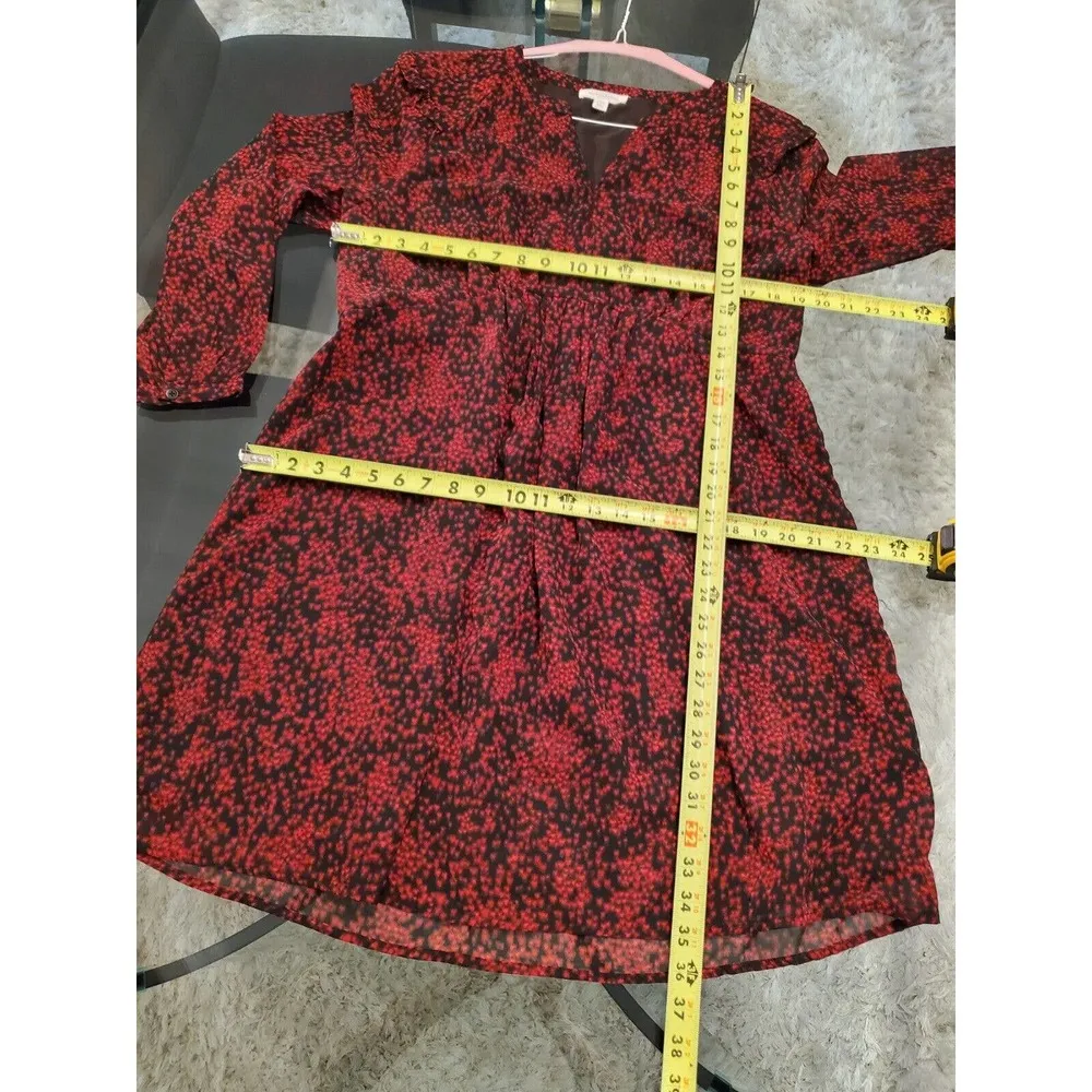 Beach Lunch Lounge Kelsea Babydoll Black & Red V-Neck Long Sleeve Dress L/G/G - Image 8