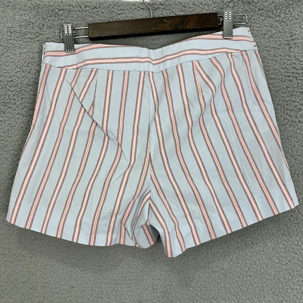 Loft shorts women 0 blue red striped ruffle accent stretch nautical beach resort - Image 8