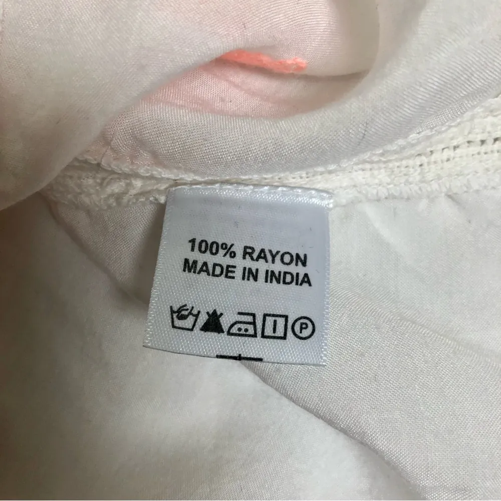 Melissa Odabash Embroidered Peasant Blouse Crop Top White Neon Coral Summery sz8 - Image 14