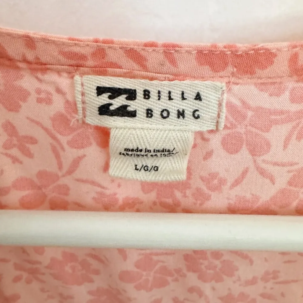 Billabong Time Goes By Floral Babydoll Boho Bohemian Blouse Peasant Top Large - Image 6