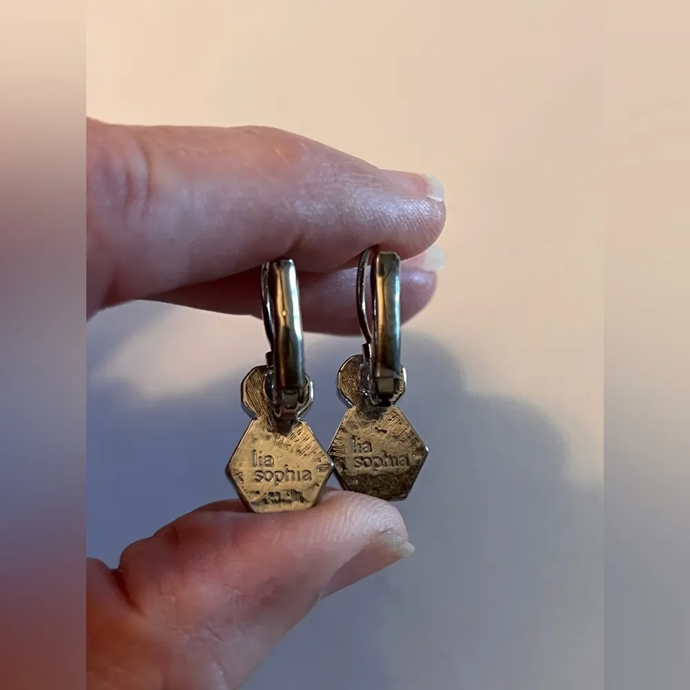 Lia Sophia Black and White Hexagon Earrings classic minimalist pierced - Image 4