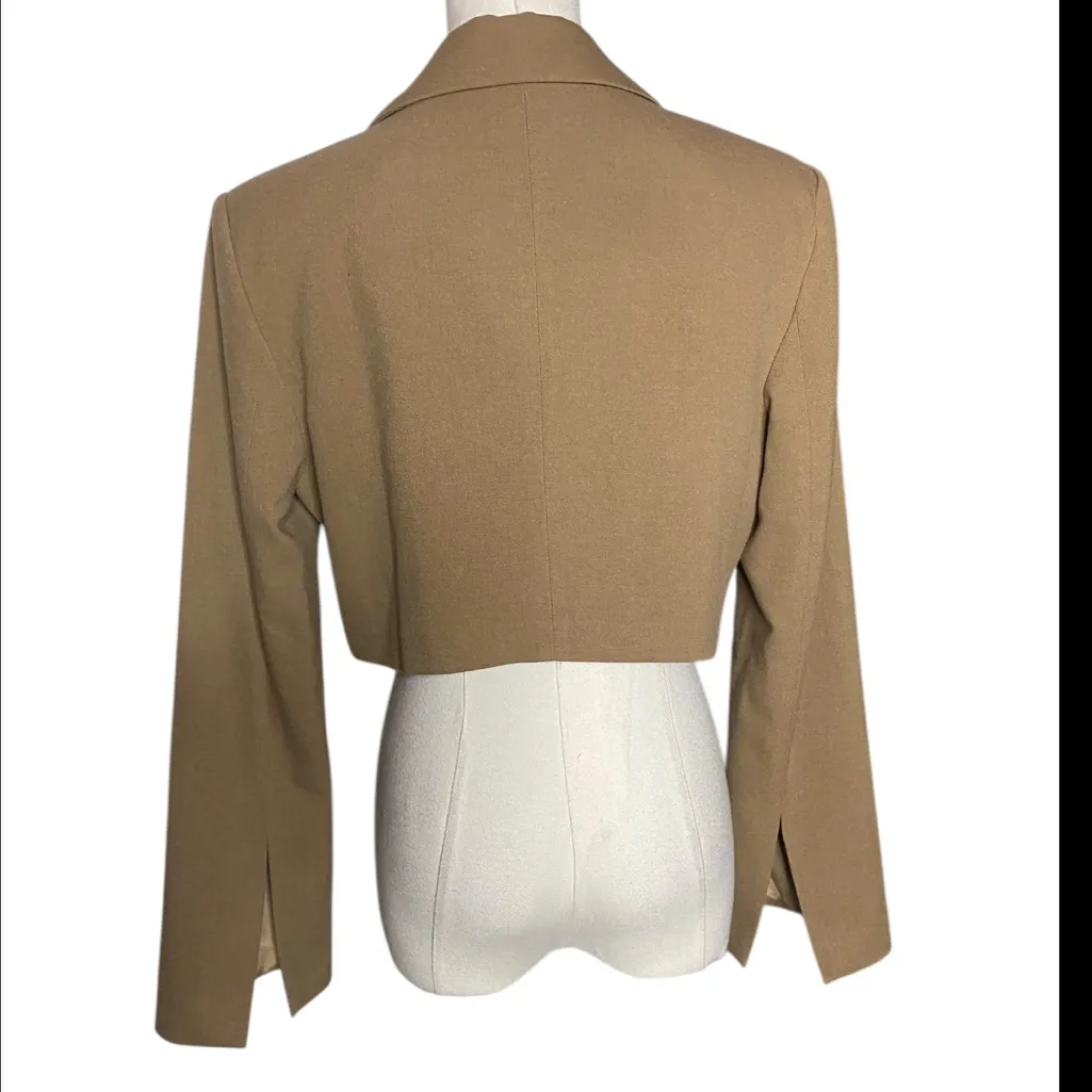 XIAOLI Tan/Camel Wool Blend Cropped Blazer Jacket Size Small NWOT Tan - Image 4