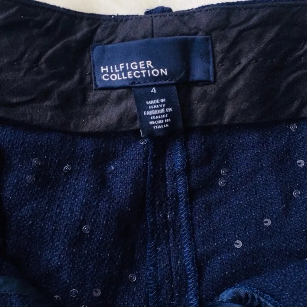Hilfiger Collection Navy Blue Sequin Shorts Bermudas Made in Italy Size 4 - Image 7