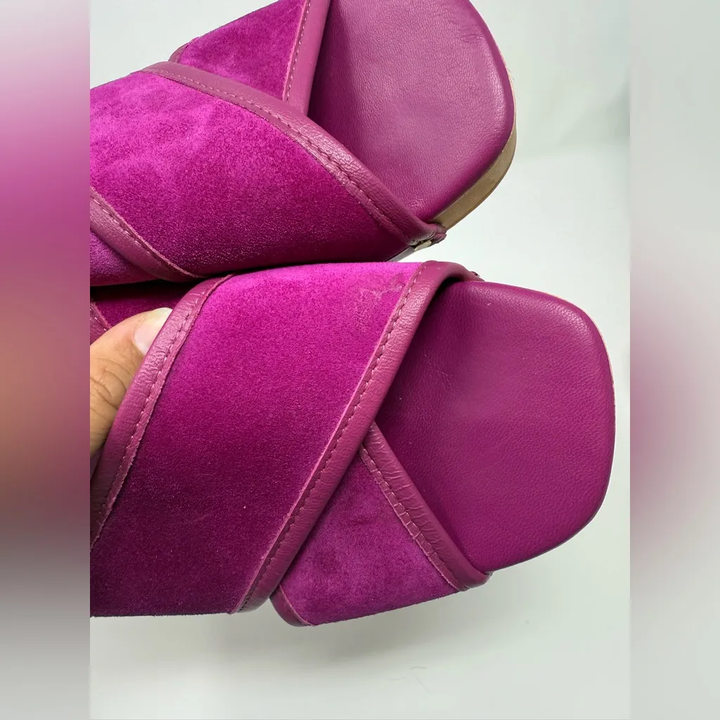 M. Gemi The Mariella Suede Strappy Wooden Clogs Size US 9 Pink - Image 11