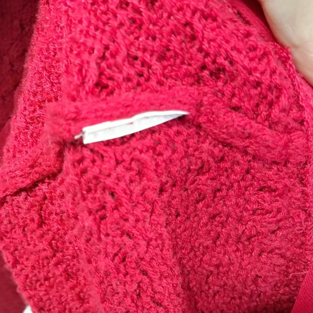 Lucky Brand Lace-Trim Red Scoop Neck Knit Sweater XL - Image 7