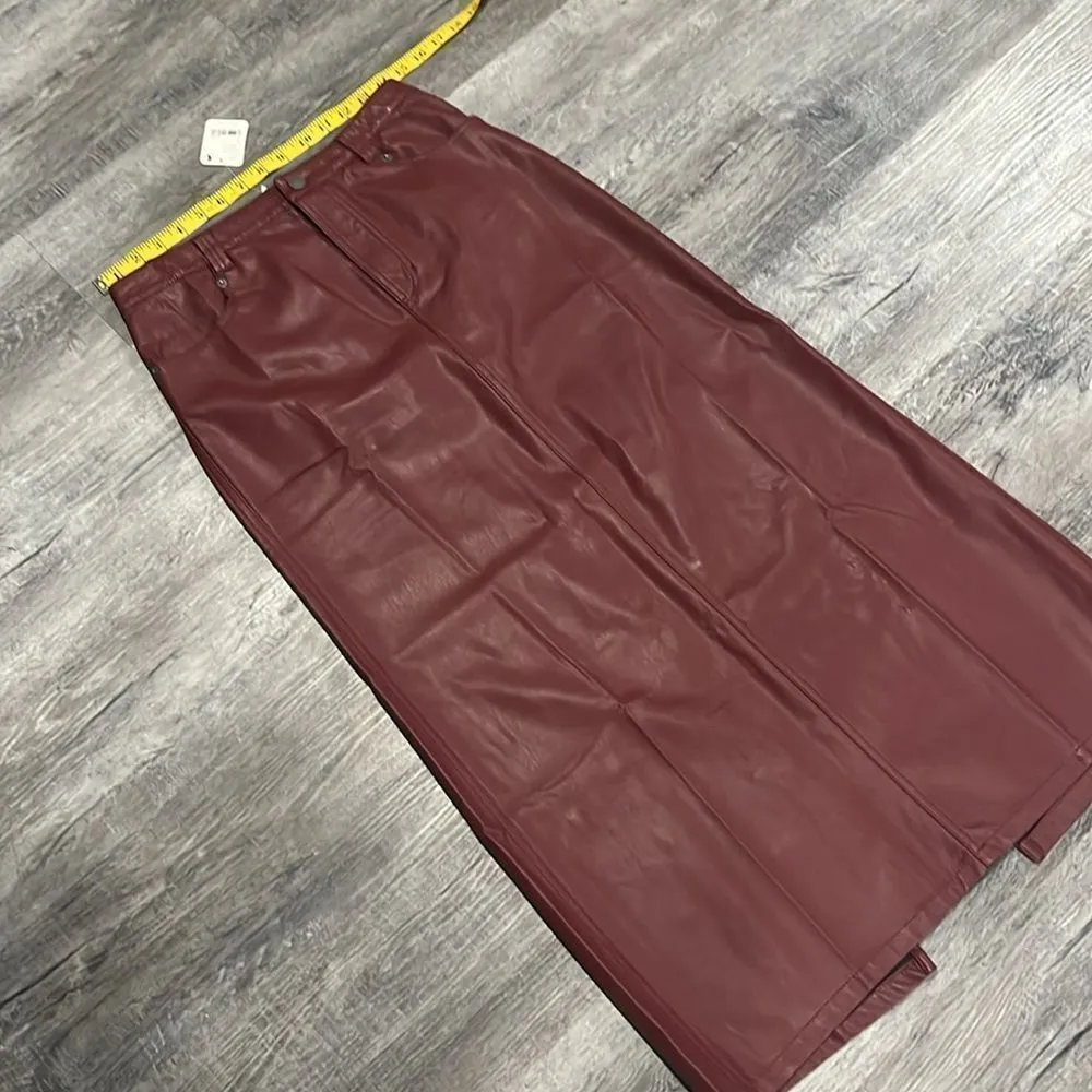 FREE PEOPLE NWT City Slicker Vegan Maxi Skirt / Red Jasper - 2 ($128) - Image 12