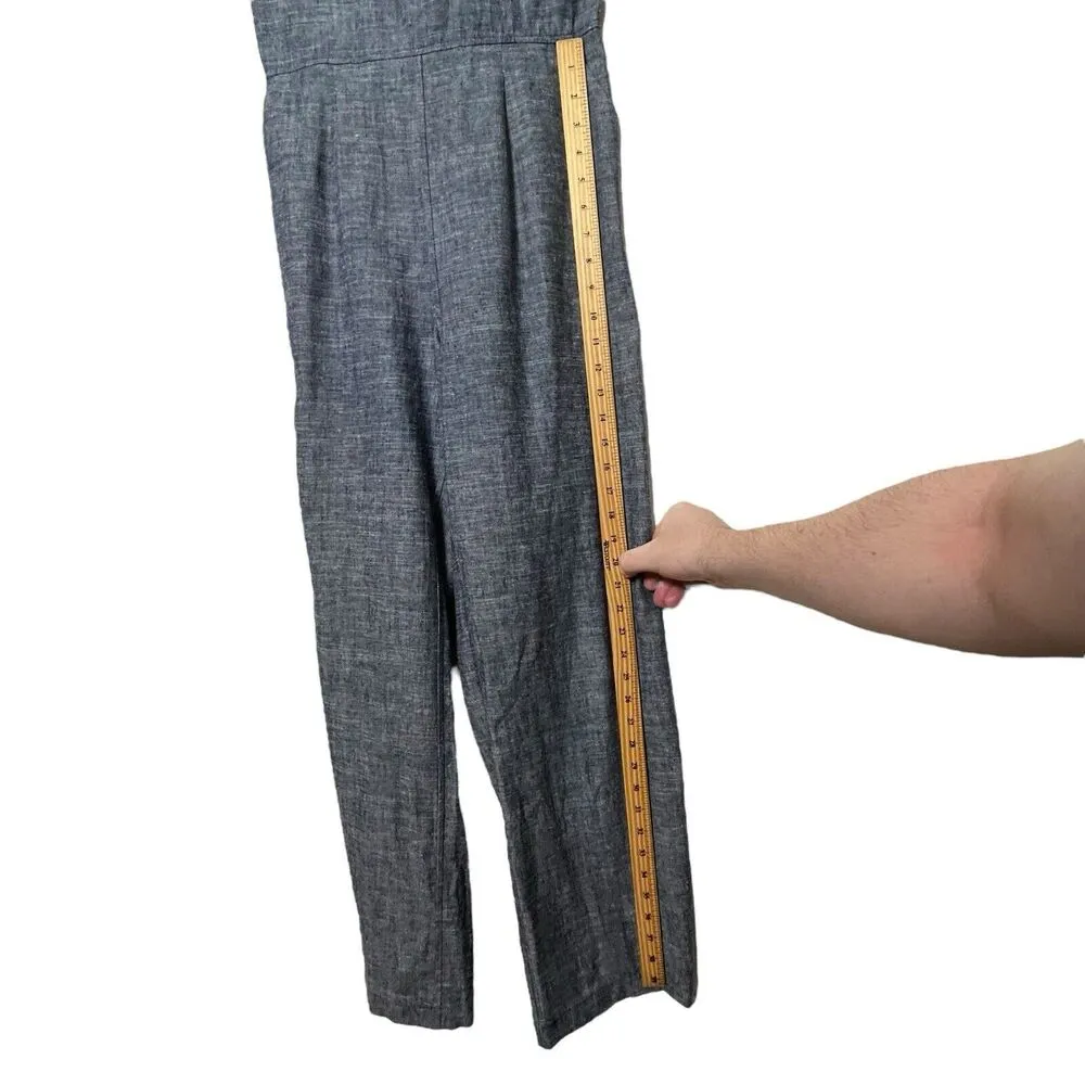 Ozma Chambray Matador Jumpsuit Women’s Size XS Blue Organic Cotton Wide Leg - Image 12