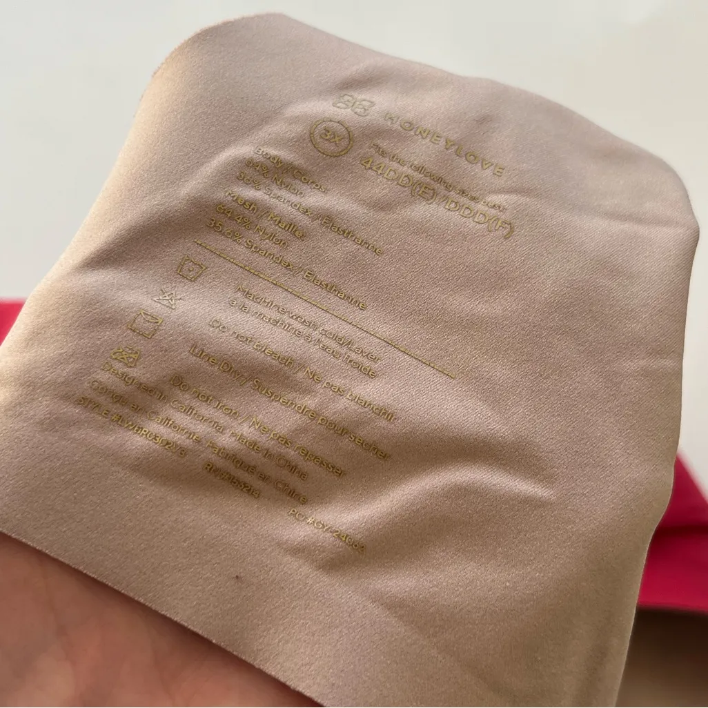 Honeylove Crossover Mesh Bra Red Size 3X 44E (DD) 44F (DDD) - Image 6