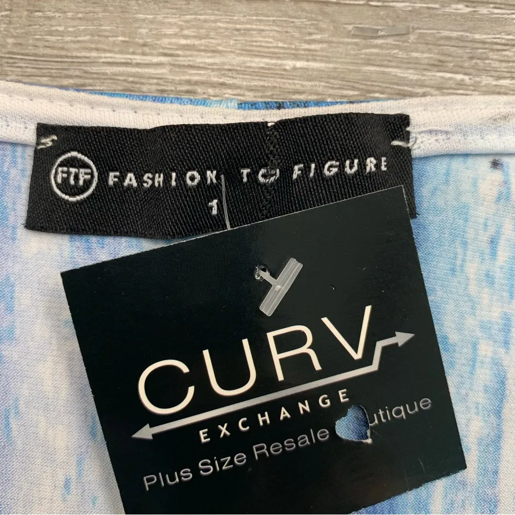 Fashion to Figure Blue and White Brushstroke Dress.  size 1 (14/16) - Image 5