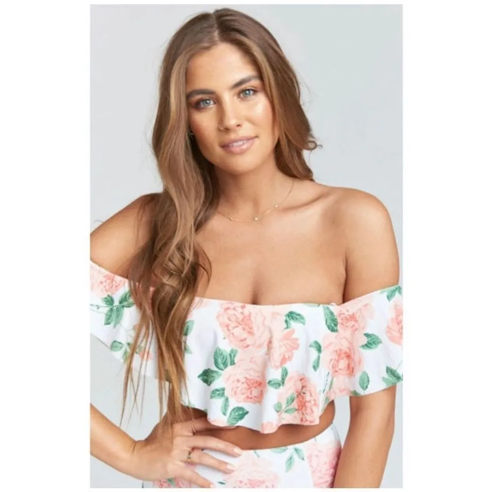 Show Me Your Mumu‎ Mermaid Bondi Floral Ruffle Bikini Top Swimwear White Medium - Image 5