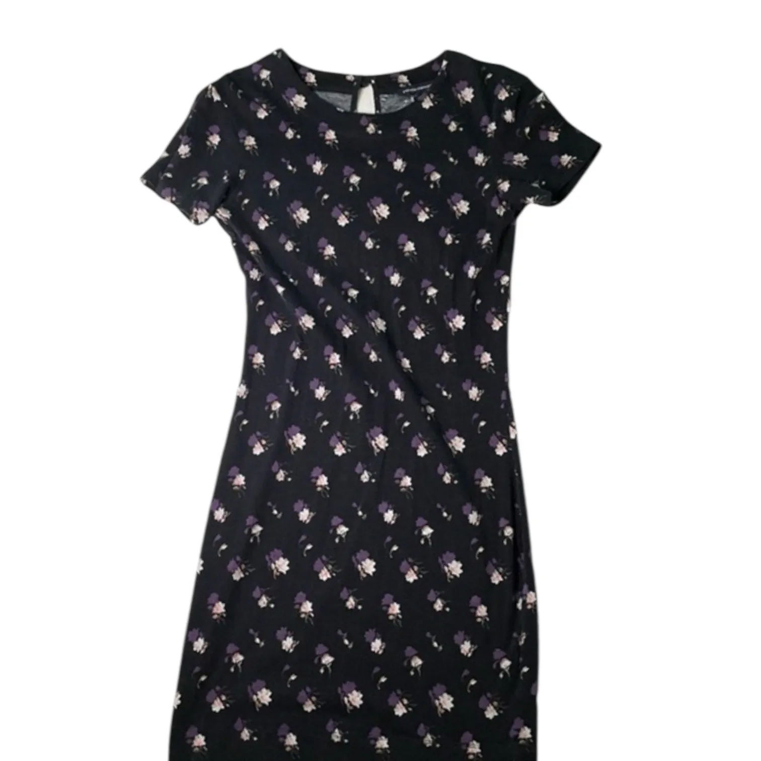 French Connection Floral Dress Short Sleeve rose flowers Bodycon mini Size 4 - Image 2