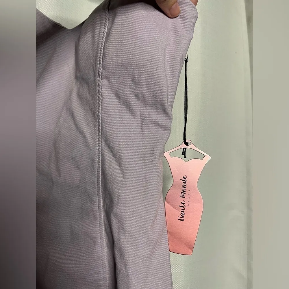 Haute Monde Lavender Rhinestone Fringe Tassel Denim Mini Dress Small - Image 5