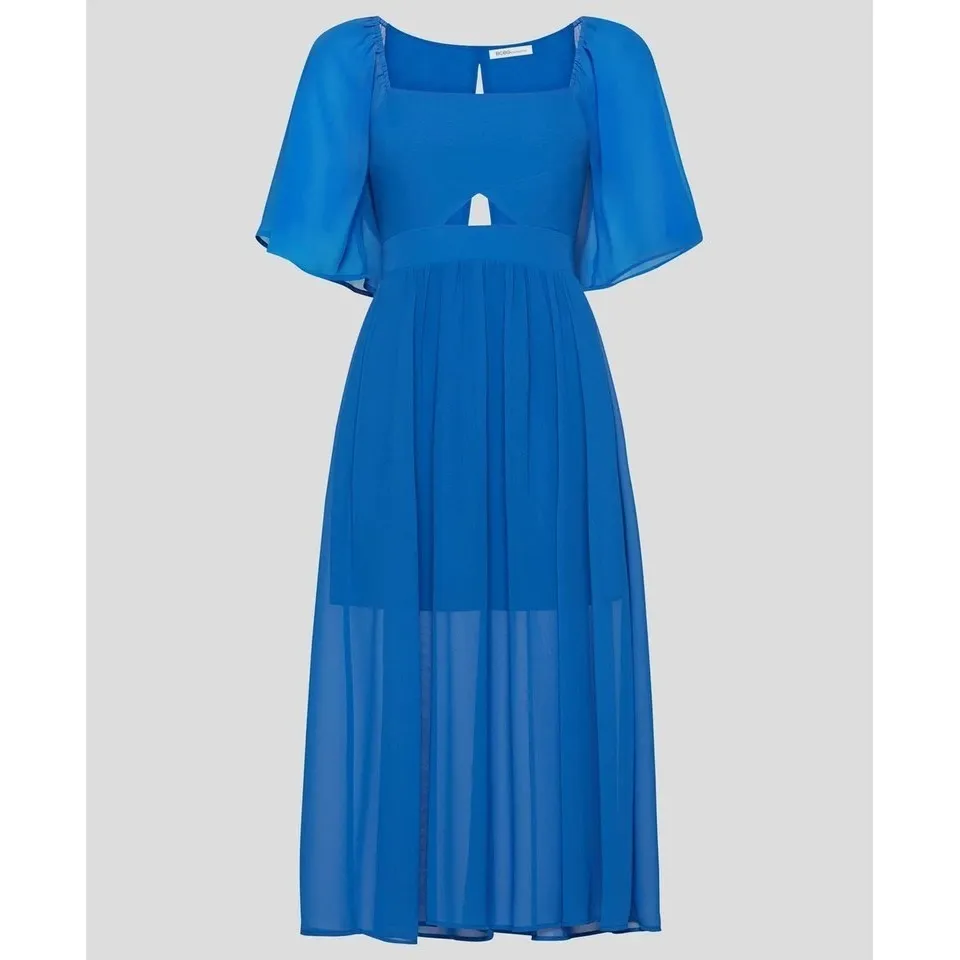 $118‎ BCBGeneration Women's Blue Flutter Sleeve Cutout Fit & Flare Dress Size 8 - Image 2