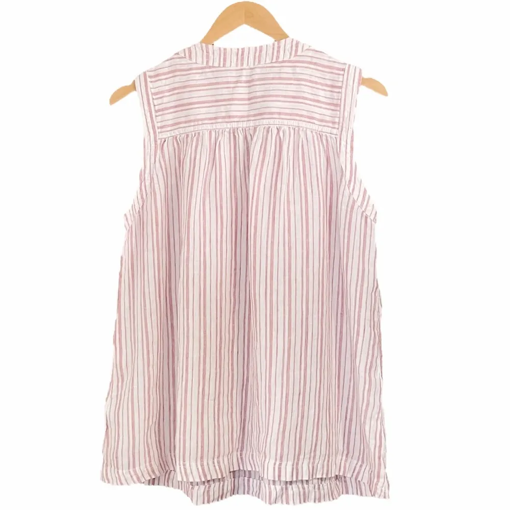 Rachel Zoe 100% Linen Sleeveless Tunic, Red & White Stripes, Women’s Size Large - Image 2