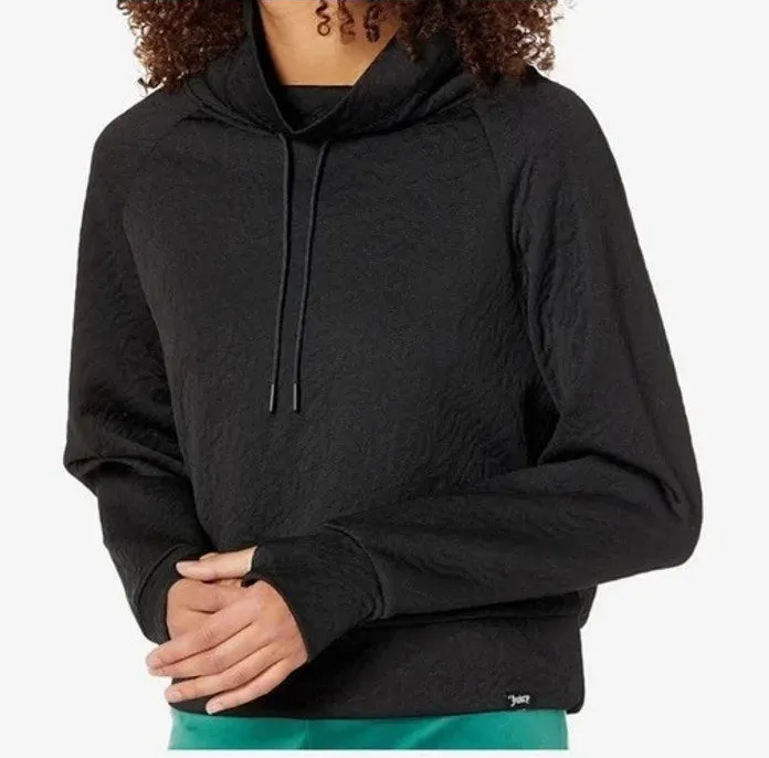 Juicy Couture Sport Black Quilted Crop Funnel Neck Pullover Sweatshirt - Image 1