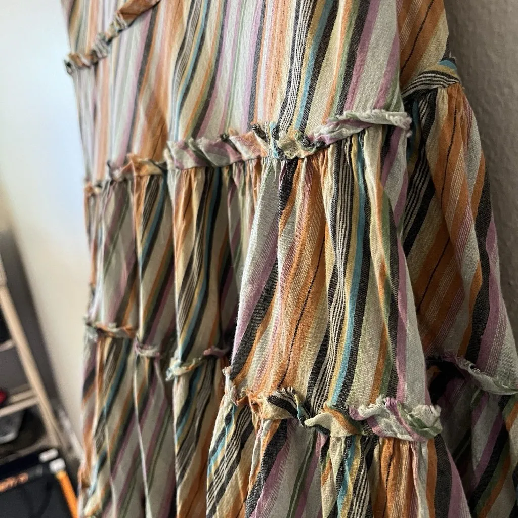 calypso christiane celle Full Skirt Stored Tiered Boho A Line Y2K St Barth Midi‎ - Image 5