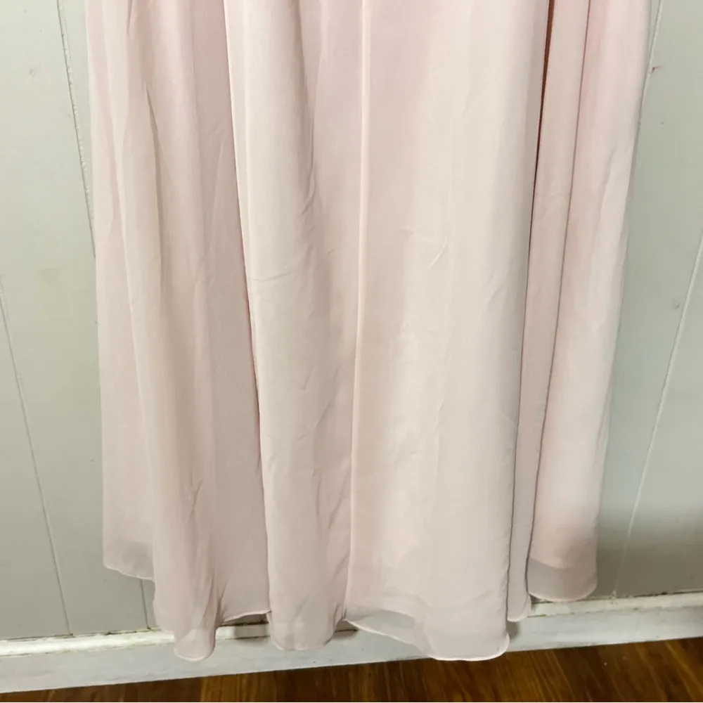 Azazie Bridesmaid Formal Dress Rylee Blushing Pink Chiffon Size 14A - Image 9