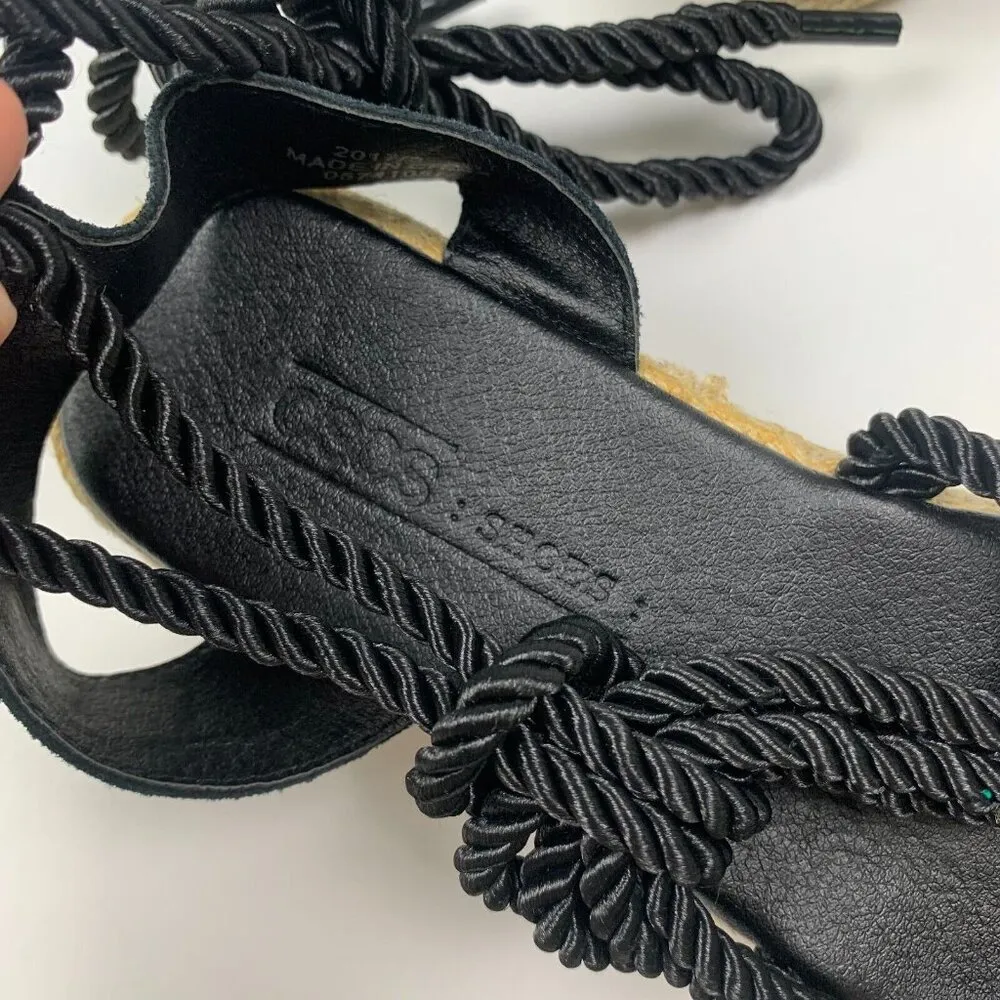 ASOS Shoes Womens Rope Lace-Up Flat Sandal Black Size 5 Strappy Textured - Image 5