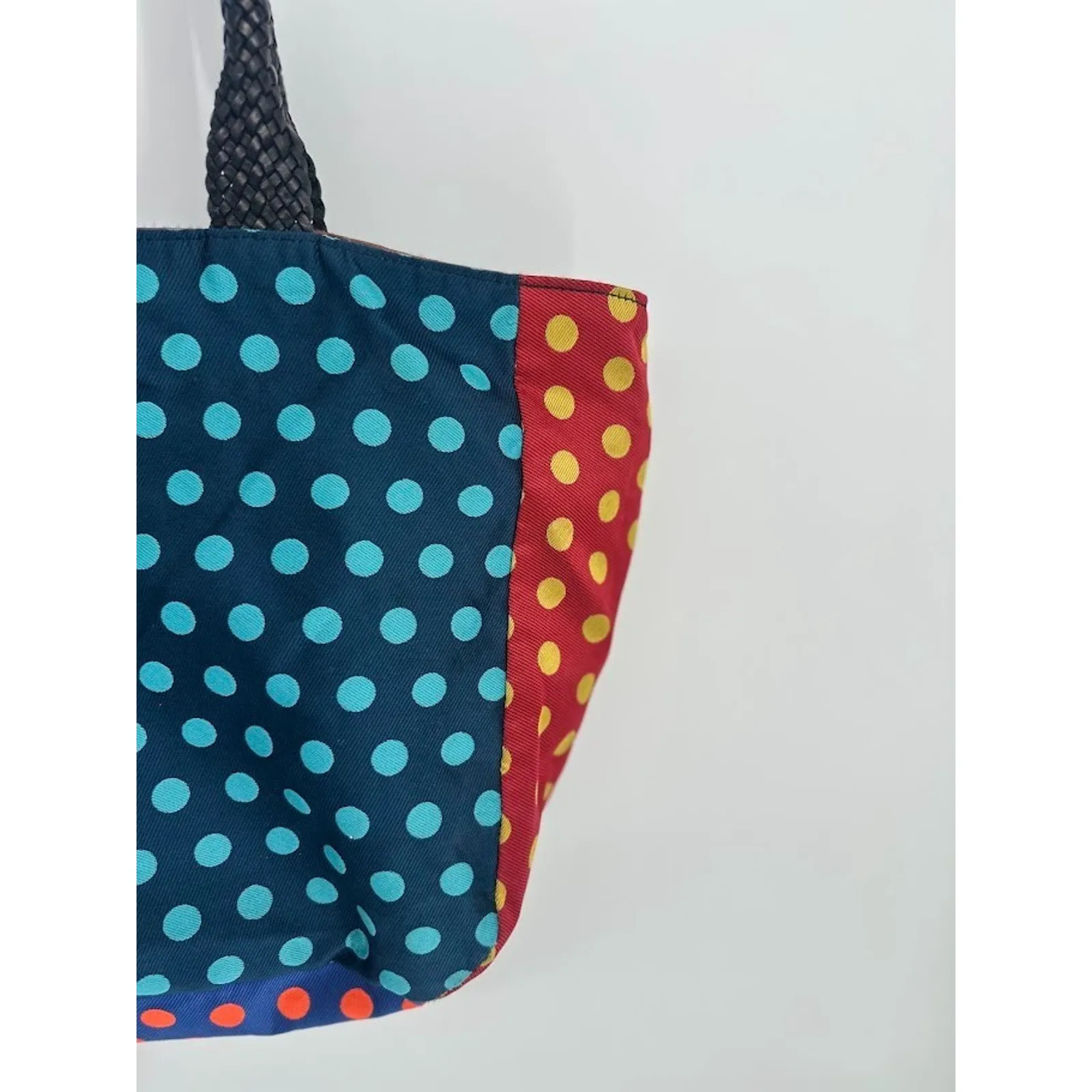 Ronald Furst Design Polka Dot Canvas Tote Zip Bag Purse Tote Artsy Colorful Red - Image 6