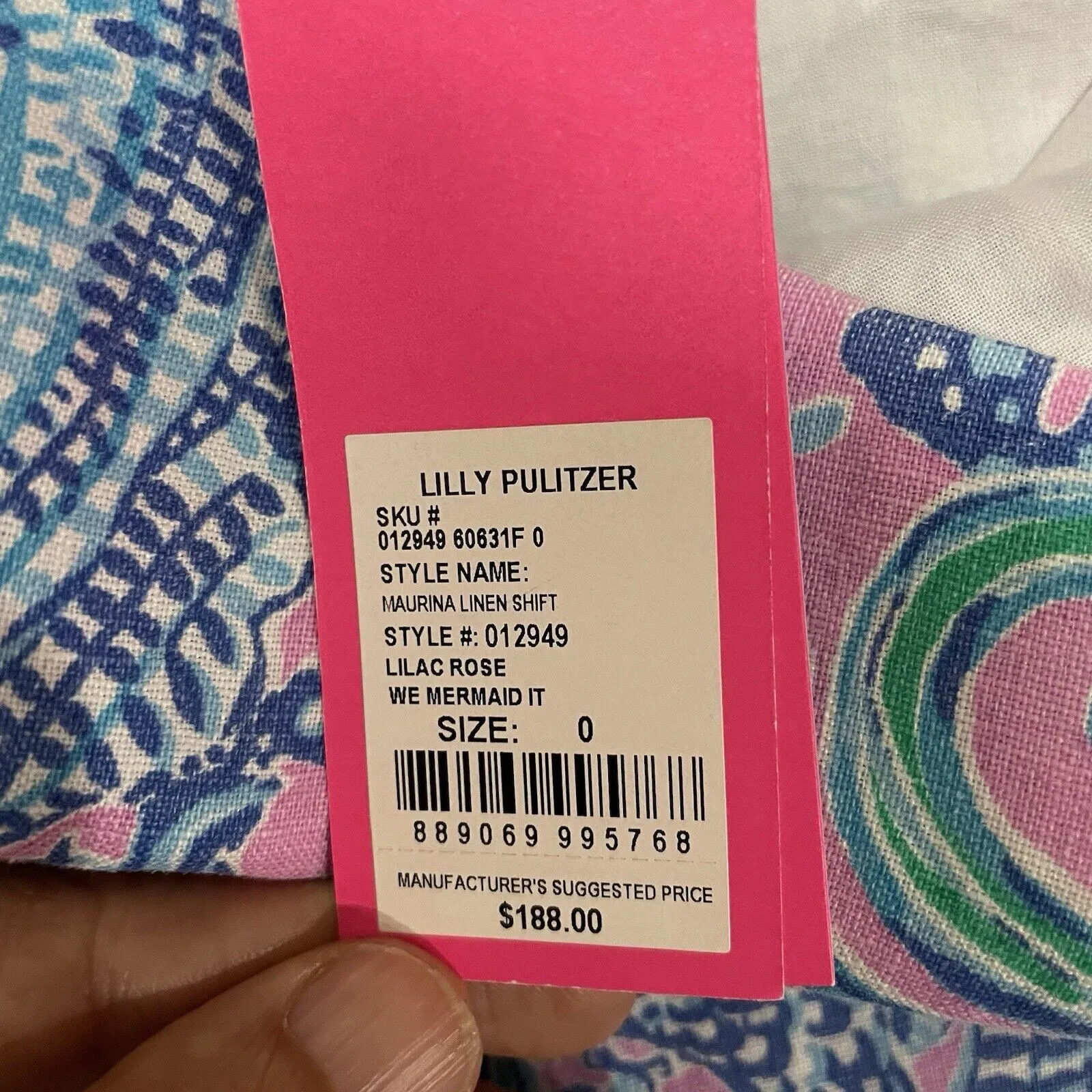 NWT‎ Lilly Pulitzer 0 XS Lilac Rose WE MERMAID IT MAURINA SHIFT 100% Linen Dress - Image 6