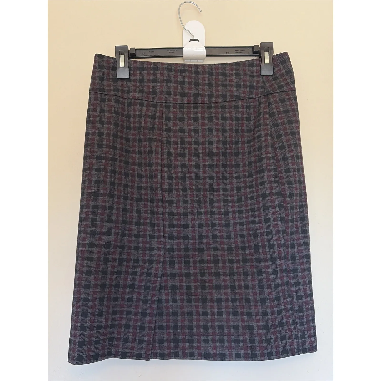 Margaret M Canada Dark Academia Plaid Ponte Stretch Pencil Skirt Womens Medium - Image 3