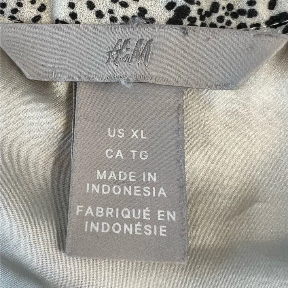 H&M Women's XL Cream and Black Cap Sleeve Dress Flowly Lined Boho Prairie Dress - Image 8