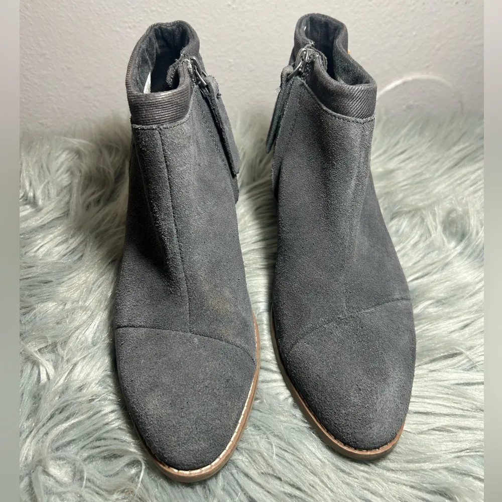 TOMS Womens Loren Ankle Boots Grey Suede / Felt Gray Ankle Boots Size 8 - Image 3