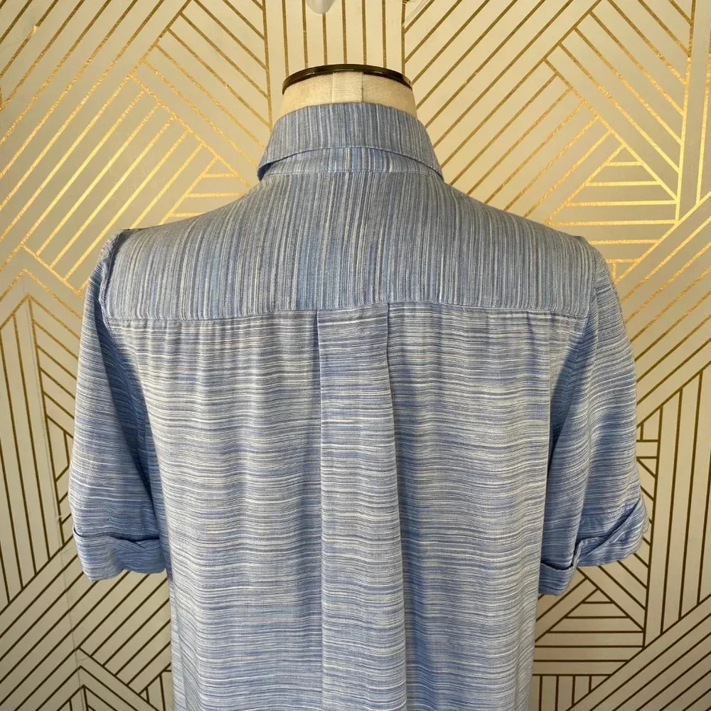 & Other Stories Top Blouse Shirt Popover Short Sleeve‎ Collared Blue Size US 4 - Image 7