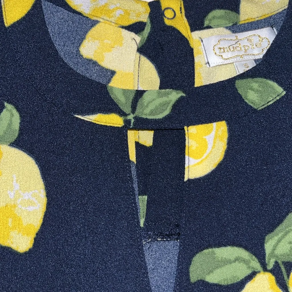 Mud Pie Lemon Print Dress summer short sleeve fun garden party bbq casual dress - Image 3