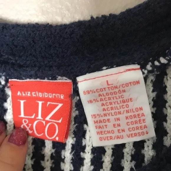 Vtg Liz Claiborne oversized cotton blend knit pullover fall sweater large - Image 5
