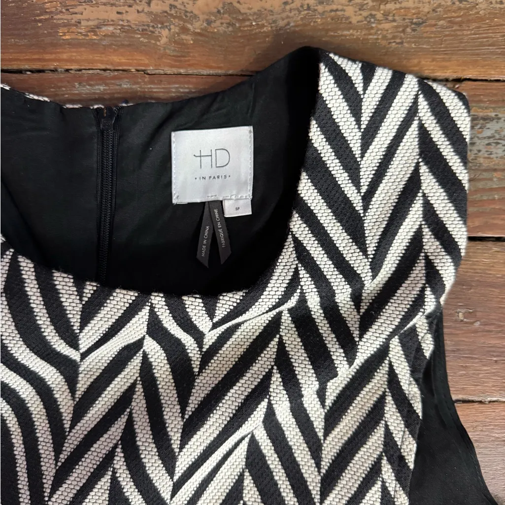 HD In Paris Anthropologie Black & Cream Herringbone Shift Dress ~ Size 5P 💚🍄 - Image 9