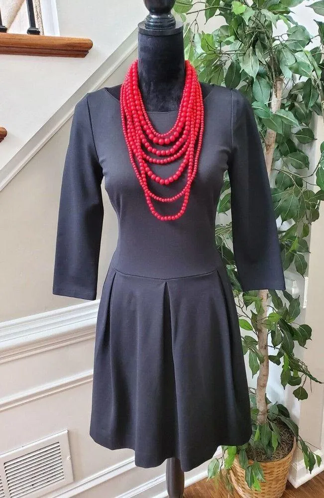 Banana Republic Women's Black Viscose Round Neck Long Sleeve Knee Length Dress 4 - Image 13