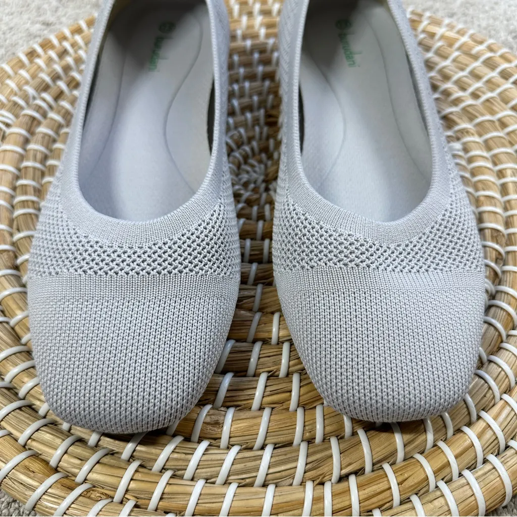 burudani Women’s Knit Flat Shoes Square Toe Comfort in Light Gray Size 7.5 - Image 2