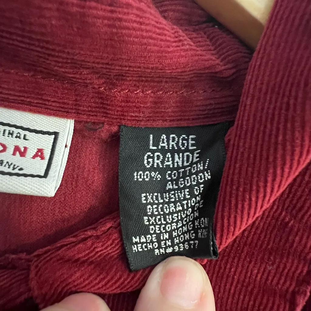 Arizona Jean Co Corduroy Western Shirt w snap front & embroidered back LARGE - Image 6