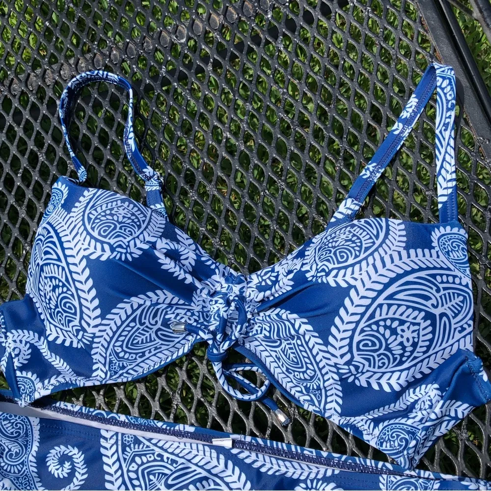 NEW Blue Paisley Print Bikini Set M - Image 3