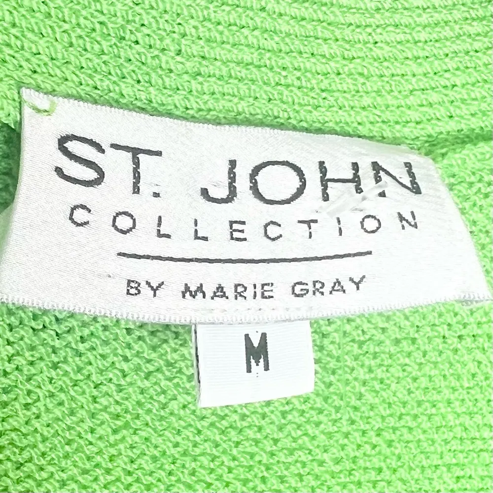St. John Collection Lime Green Santana Knit Open Front Cardigan Size Medium - Image 5