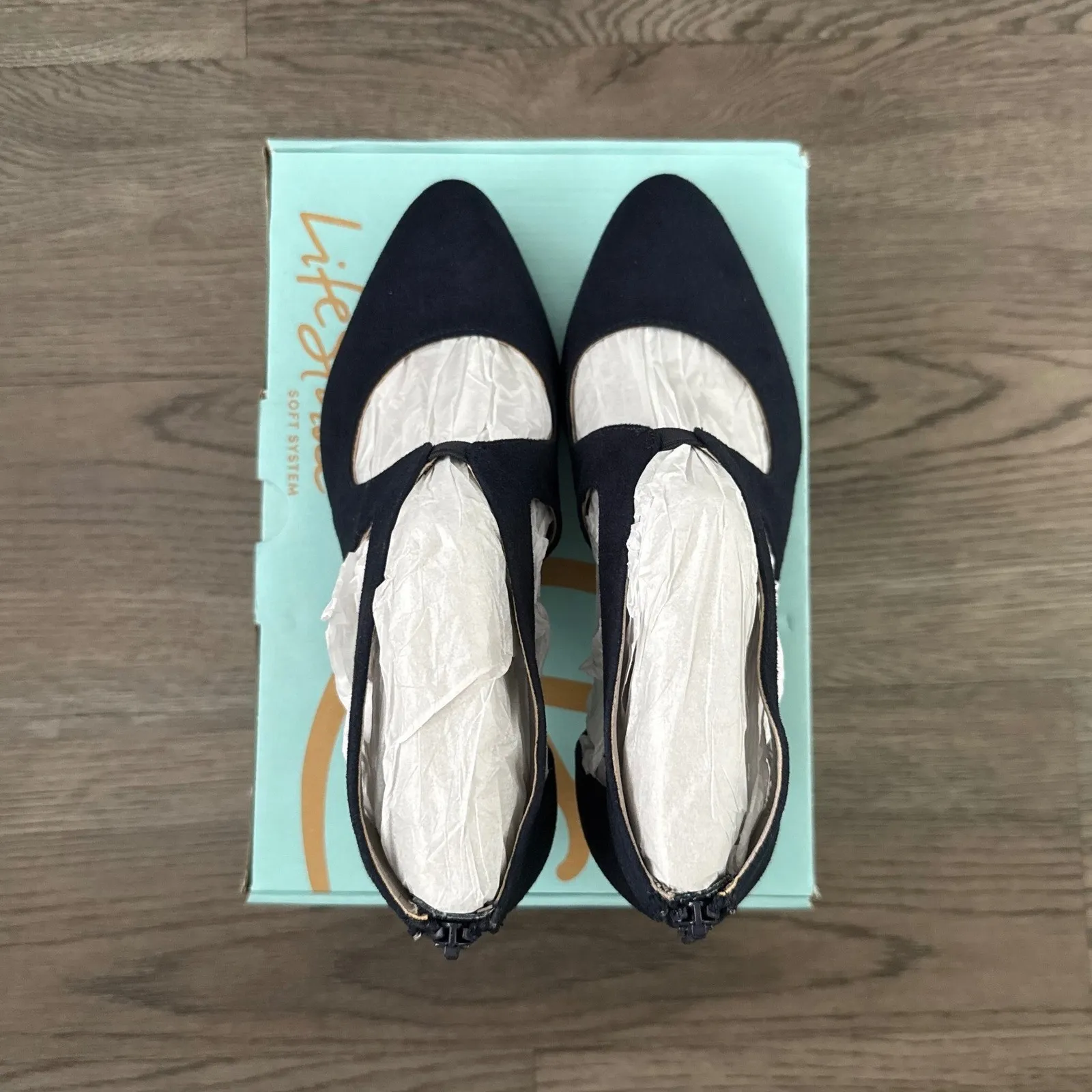 LifeStride Giovanna 2 Pump Faux Suede Cutout Heel Dress Shoe Size 9.5W Navy NWB - Image 12