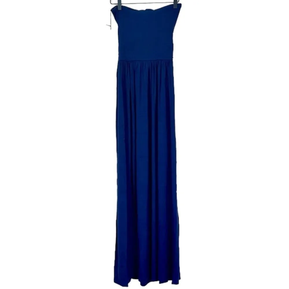NWT Susana Monaco Tie Front Strapless Maxi Dress in Navy - Size: Medium - Image 7